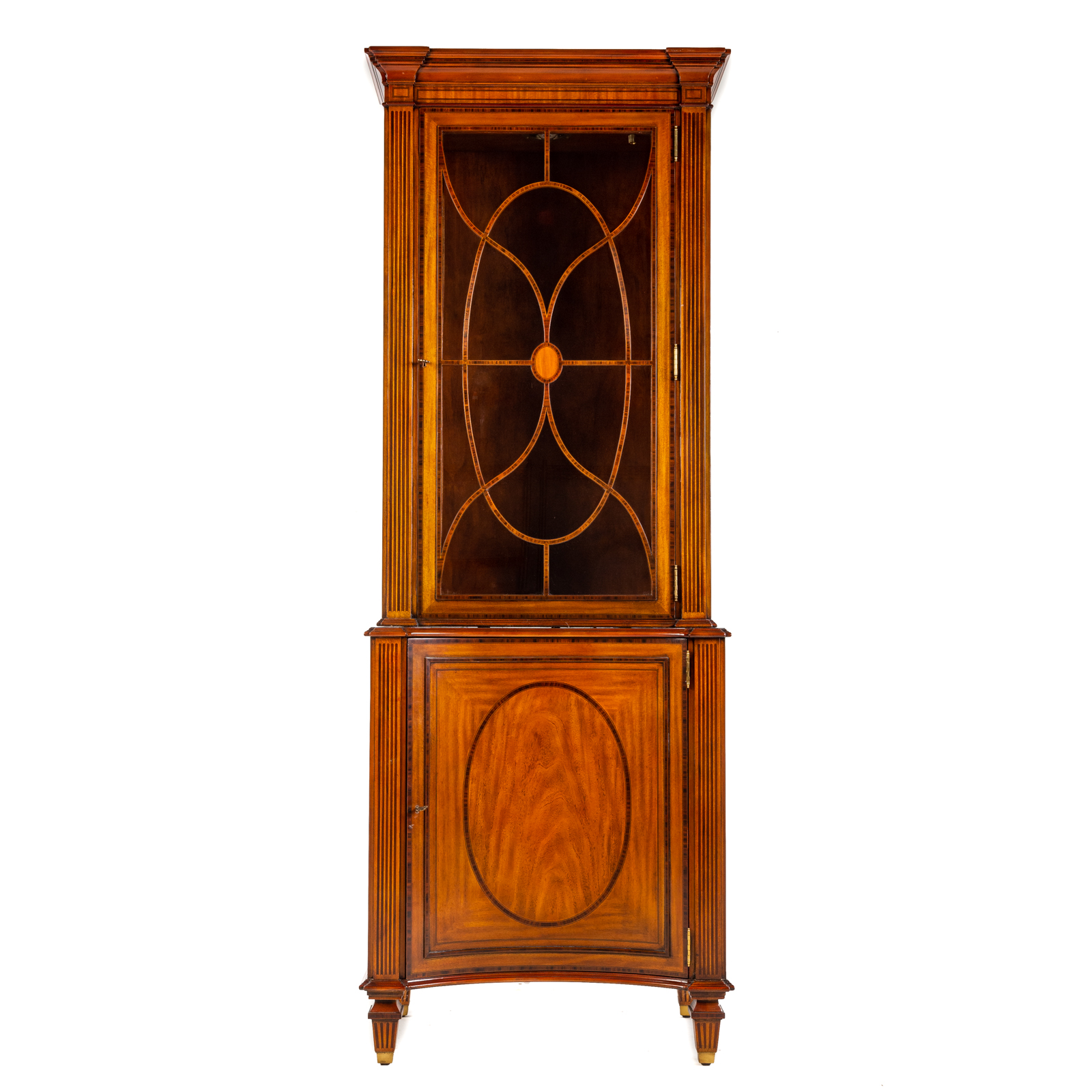 Appraisal: MAITLAND SMITH INLAID CURIO CABINET th century with molded cornice