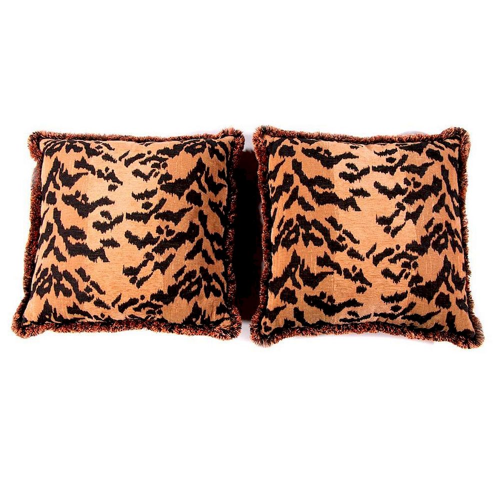 Appraisal: Pair of pillows A pair of faux leopard fabric pillows