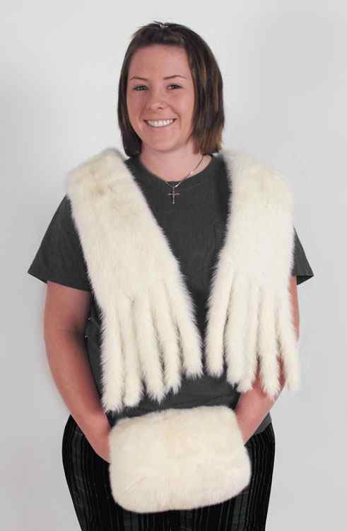 Appraisal: PC SNOWY WHITE MINK MUFF AND SCARF Scarf has tail