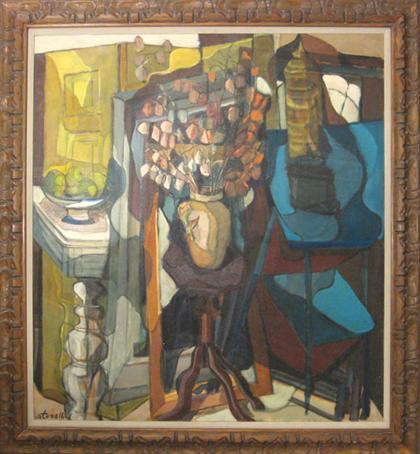 Appraisal: Large Absract Blue still life signed L L Storelli Sight