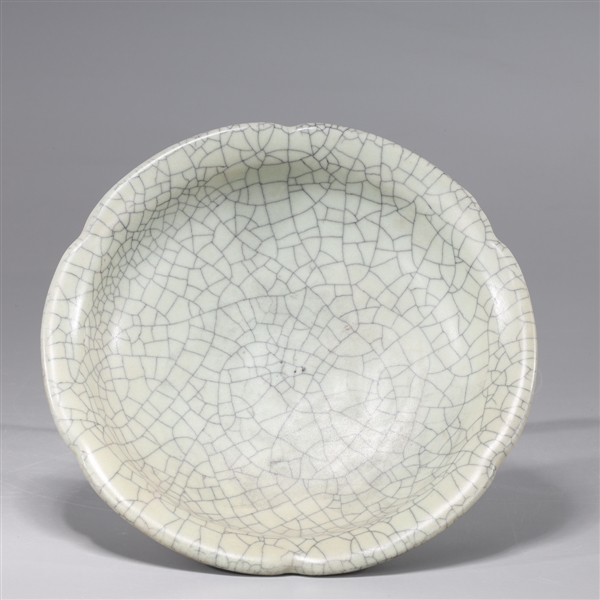 Appraisal: Chinese celadon crackle glazed Ge type dish with scalloped rim