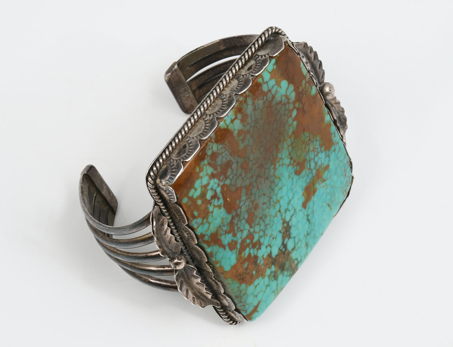 Appraisal: NATIVE AMERICAN TURQUOISE STERLING CUFF BRACELET Possibly Old Pawn this