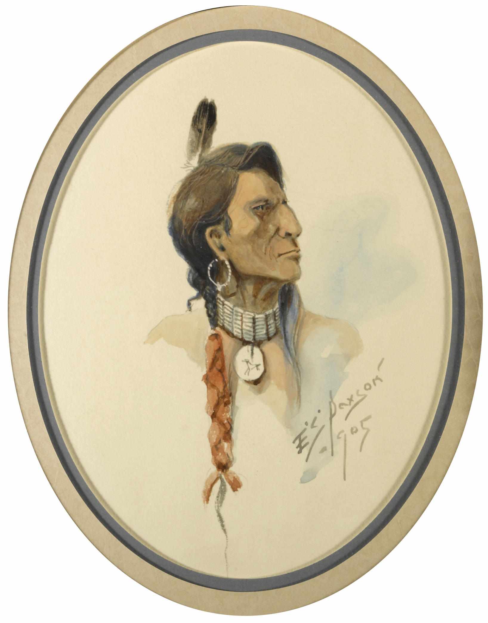 Appraisal: Edgar Samuel Paxson American - Sioux Poker Jim Flathead two