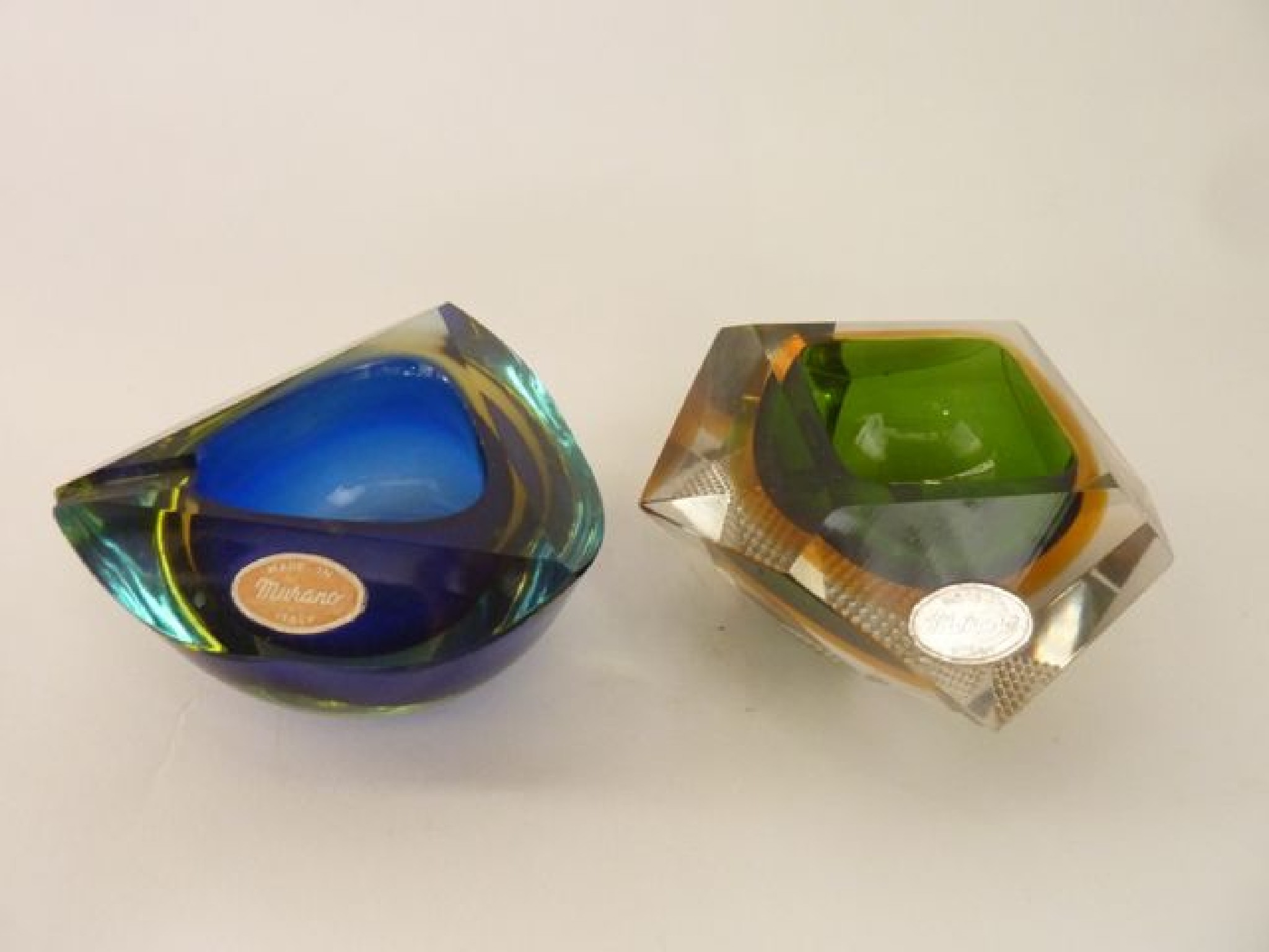 Appraisal: Two th century Murano glass ashtrays one of faceted form