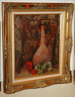 Appraisal: AUSTRALIAN SCHOOL STILL LIFE WITH BOTTLE OIL ON CANVAS