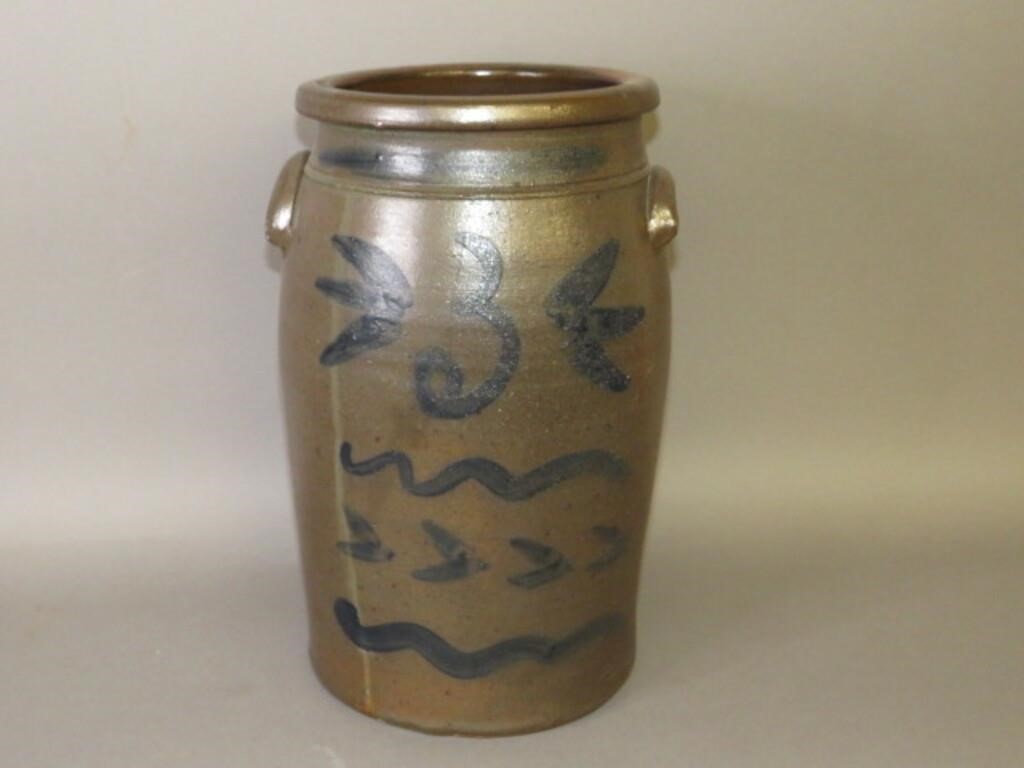 Appraisal: GALLON COBALT DECORATED STONEWARE CROCKca salt glazed cylindrical stoneware crock