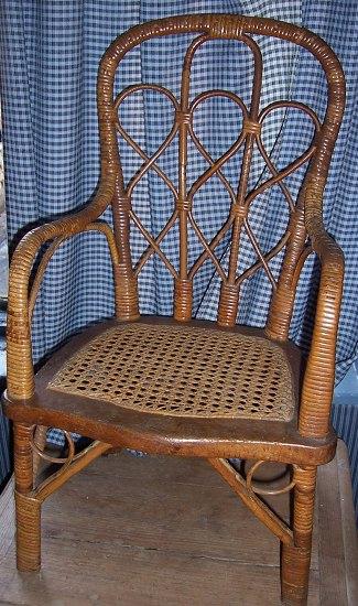 Appraisal: A th Century child's chair the wicker frame with interlaced