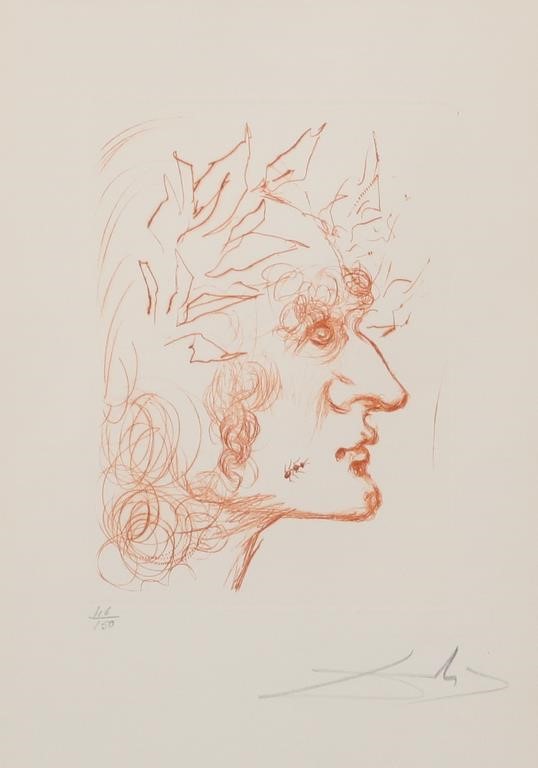 Appraisal: Salvador Dali etching of Julius Caesar print numbered lower left