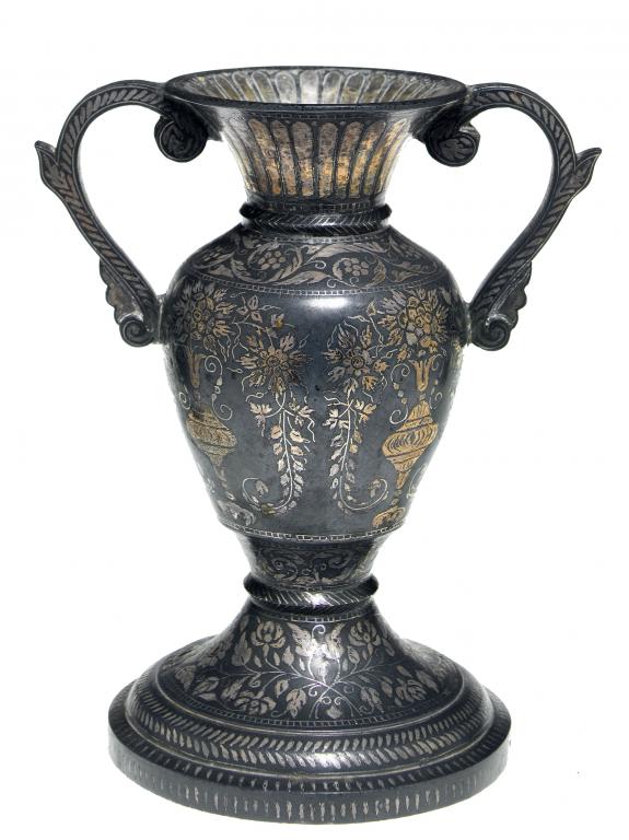 Appraisal: A BIDRI WARE VASE INDIA of two handled form with