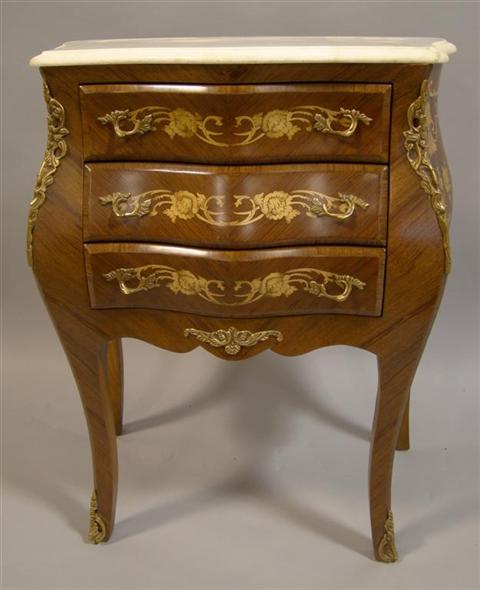 Appraisal: LOUIS XV STYLE MARBLE TOP COMMODE th century the shaped