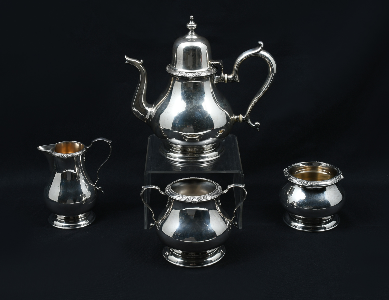 Appraisal: PC LUNT STERLING SILVER TEA SET Approx Troy ounces Comprising