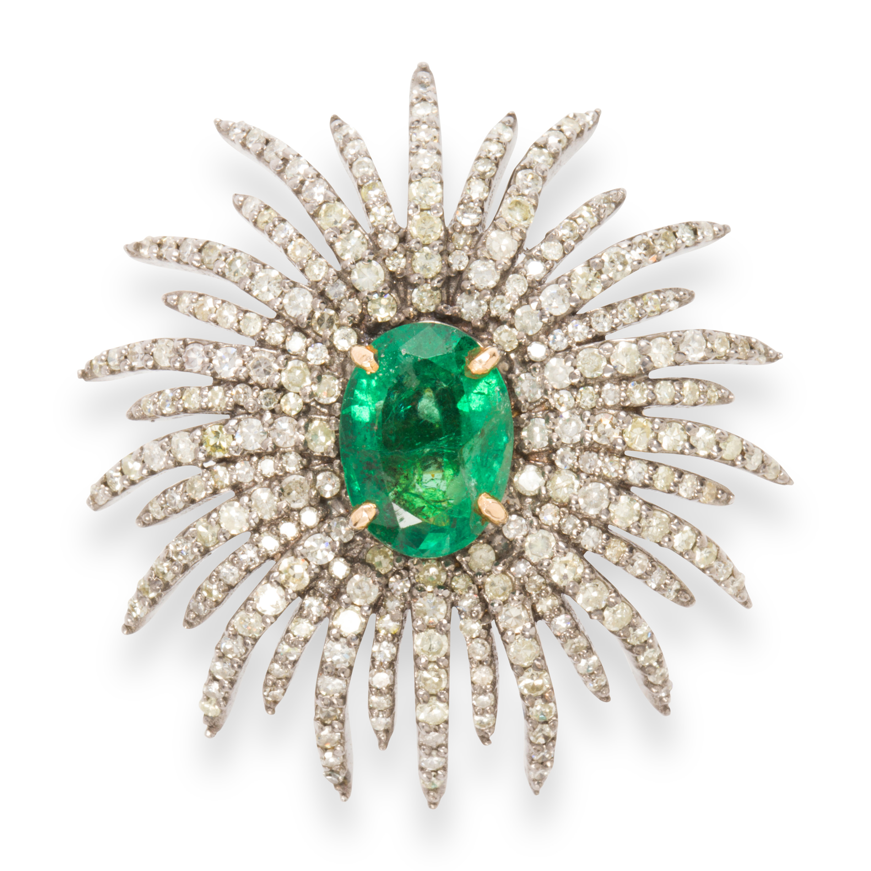 Appraisal: AN EMERALD AND DIAMOND RING An emerald and diamond ring