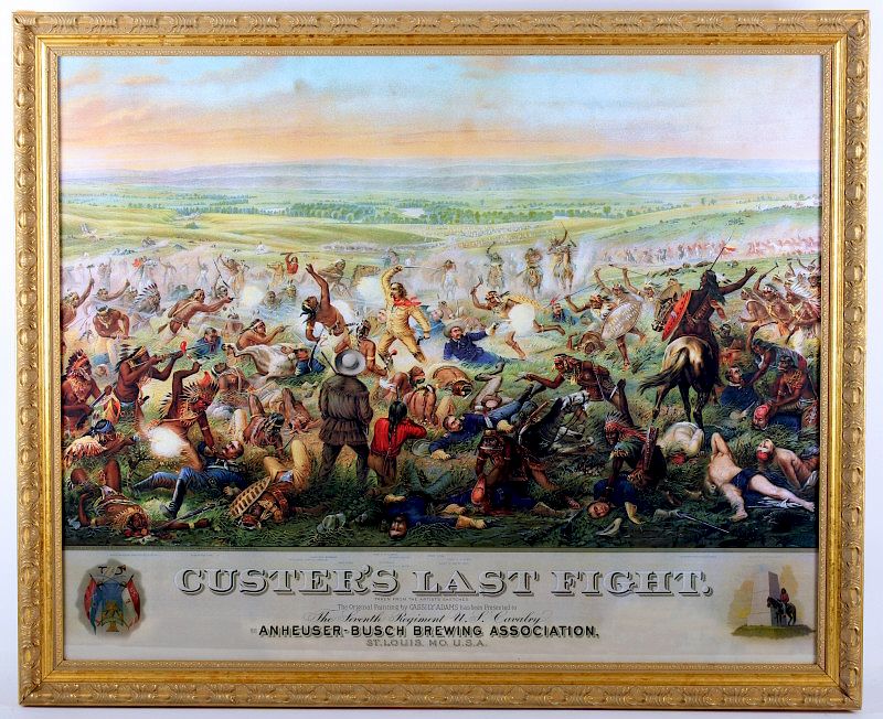 Appraisal: Custer's Last Fight Anheuser Busch Framed Print For your consideration