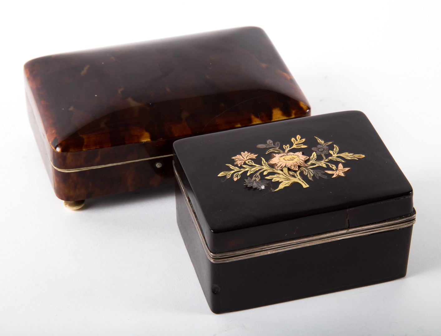 Appraisal: Two Victorian tortoiseshell boxes second half- th century mixed metal