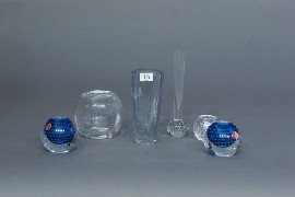 Appraisal: Three glass vases various shapes and makers together with three