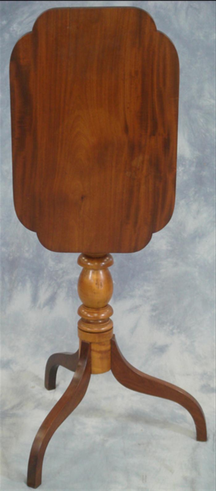 Appraisal: Mahogany and figured maple tilt top stand l x w