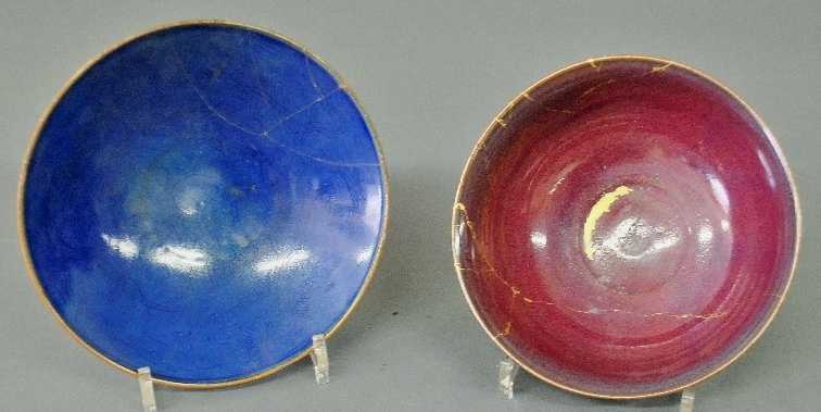 Appraisal: - Two Chinese Ming Dynasty bowls- an incised conical blue