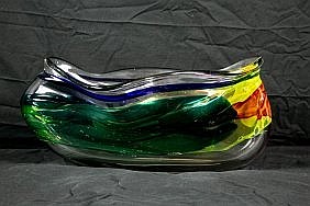 Appraisal: LEON APPLEBAUM AMERICAN B STUDIO GLASSFreeform Lava Bowl The underside