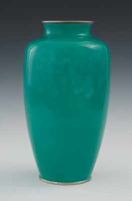 Appraisal: A Green Enamel Vase th Century Baluster form in silvered