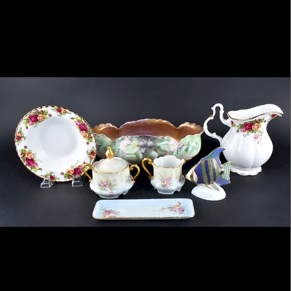 Appraisal: Pieces Decorative Porcelain Seven Pieces of Hand Painted Decorative Porcelain