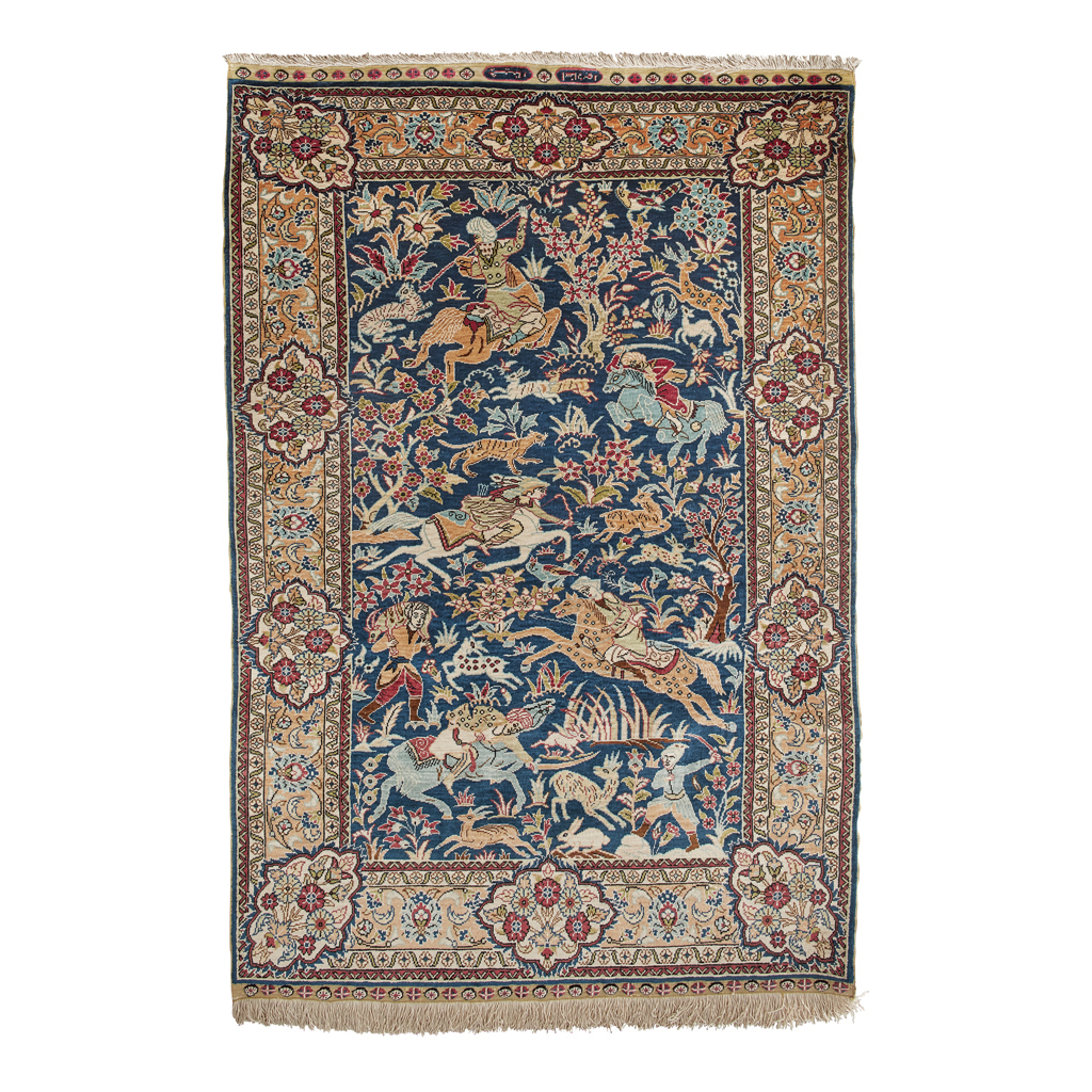 Appraisal: QUM SILK RUG CENTRAL PERSIA LATE TH CENTURY the indigo