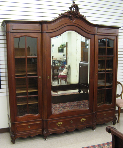 Appraisal: LOUIS XV STYLE MAHOGANY ARMOIRE BOOKCASE French c the front