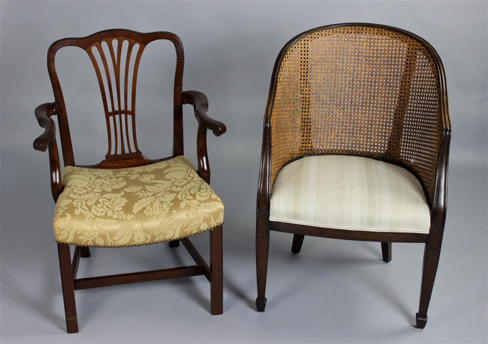 Appraisal: A CHIPPENDALE STYLE TH CENTURY MAHOGANY ARMCHAIR TOGETHER WITH AN