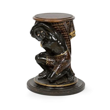 Appraisal: Venetian Style Parcel Painted Ebonized and Carved Mahogany Figural Low