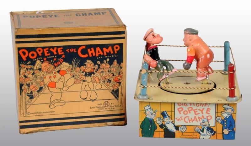 Appraisal: Marx Popeye the Champ Toy in Original Box Description Circa