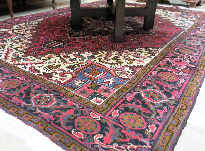 Appraisal: SEMI-ANTIQUE PERSIAN HERIZ CARPET East Azerbaijan region northwestern Iran hand