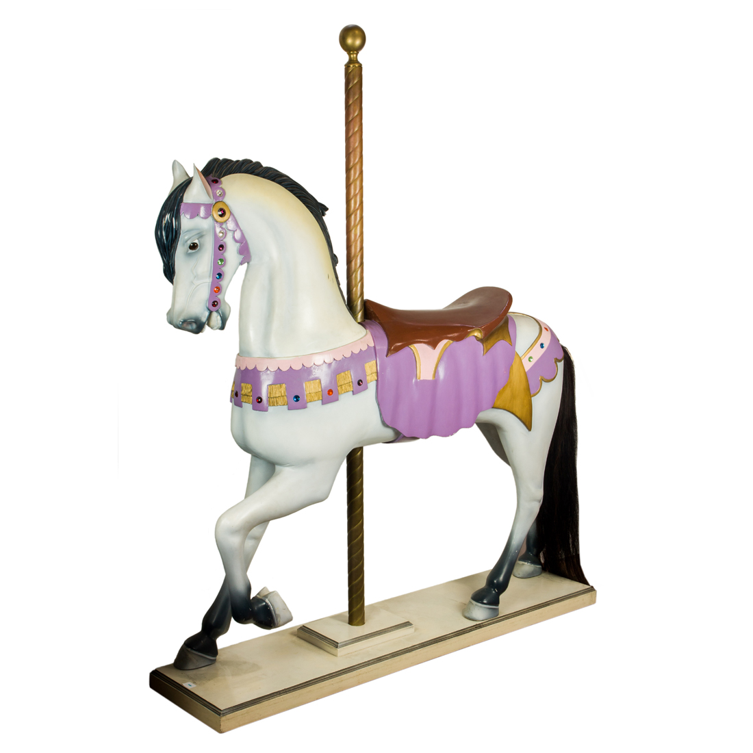 Appraisal: AMERICAN OUTER STANDING POLYCHROME CAROUSEL HORSE American Outer Standing polychrome