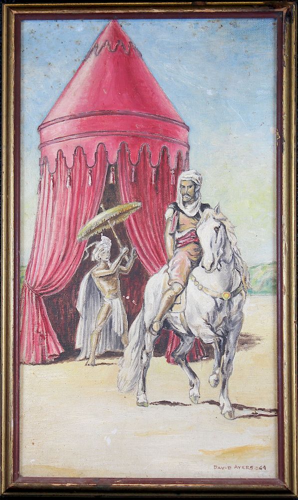 Appraisal: Signed Orientalist Style Oil on Canvas Painting Signed Orientalist Style