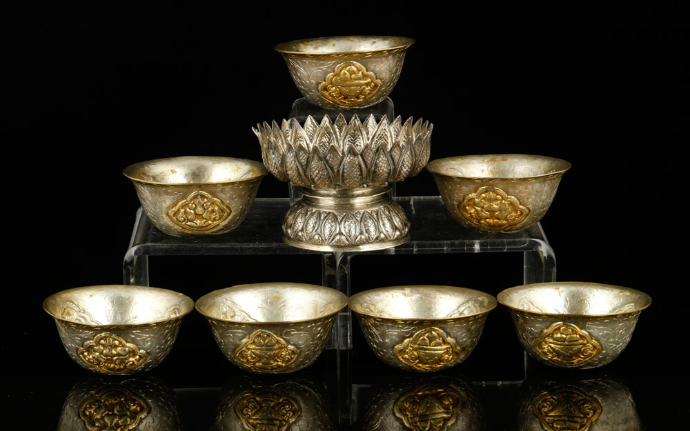 Appraisal: - Set of Silver Cups Set of seven cups silver