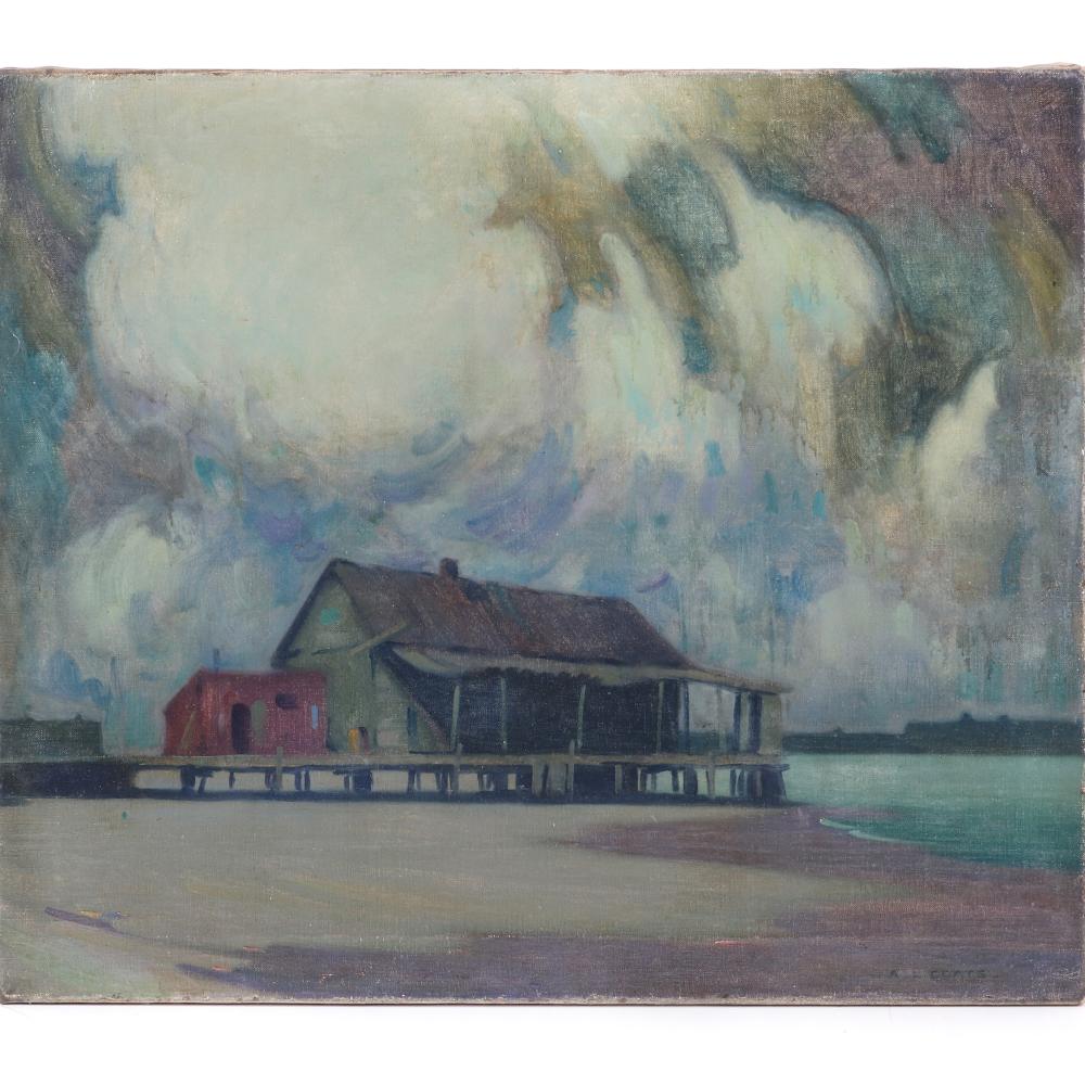 Appraisal: RANDOLPH LASALLE COATS AMERICAN - UNTITLED BUILDING ON A PIER