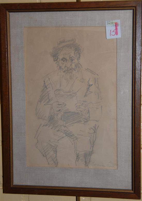 Appraisal: HERMAN ROSE AMERICAN b Pencil drawing on paper Man reading