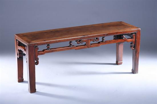 Appraisal: CHINESE PEACH WOOD BENCH th century - in x in