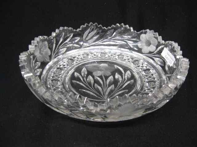 Appraisal: Cut Glass Low Bowl floral with cane trim ''