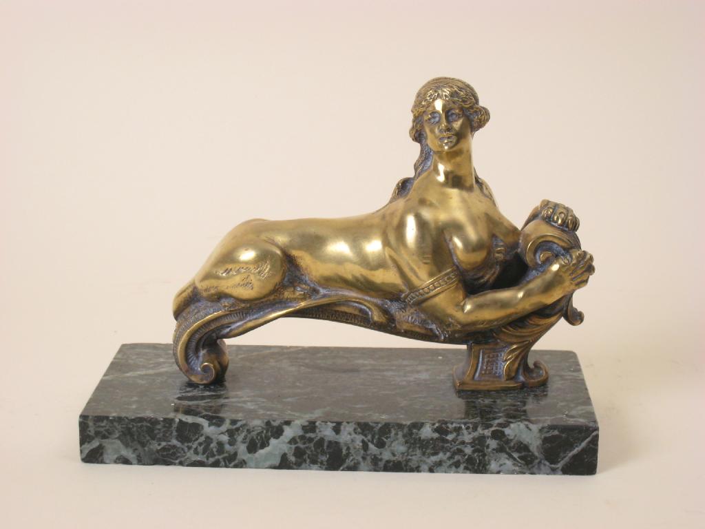 Appraisal: A th Century gilt bronze female resting Centaur type figure