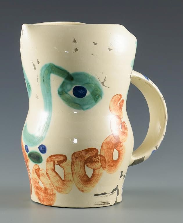 Appraisal: Picasso Ceramic Vessel Visage Aux Cercles Pablo Picasso Spanish -