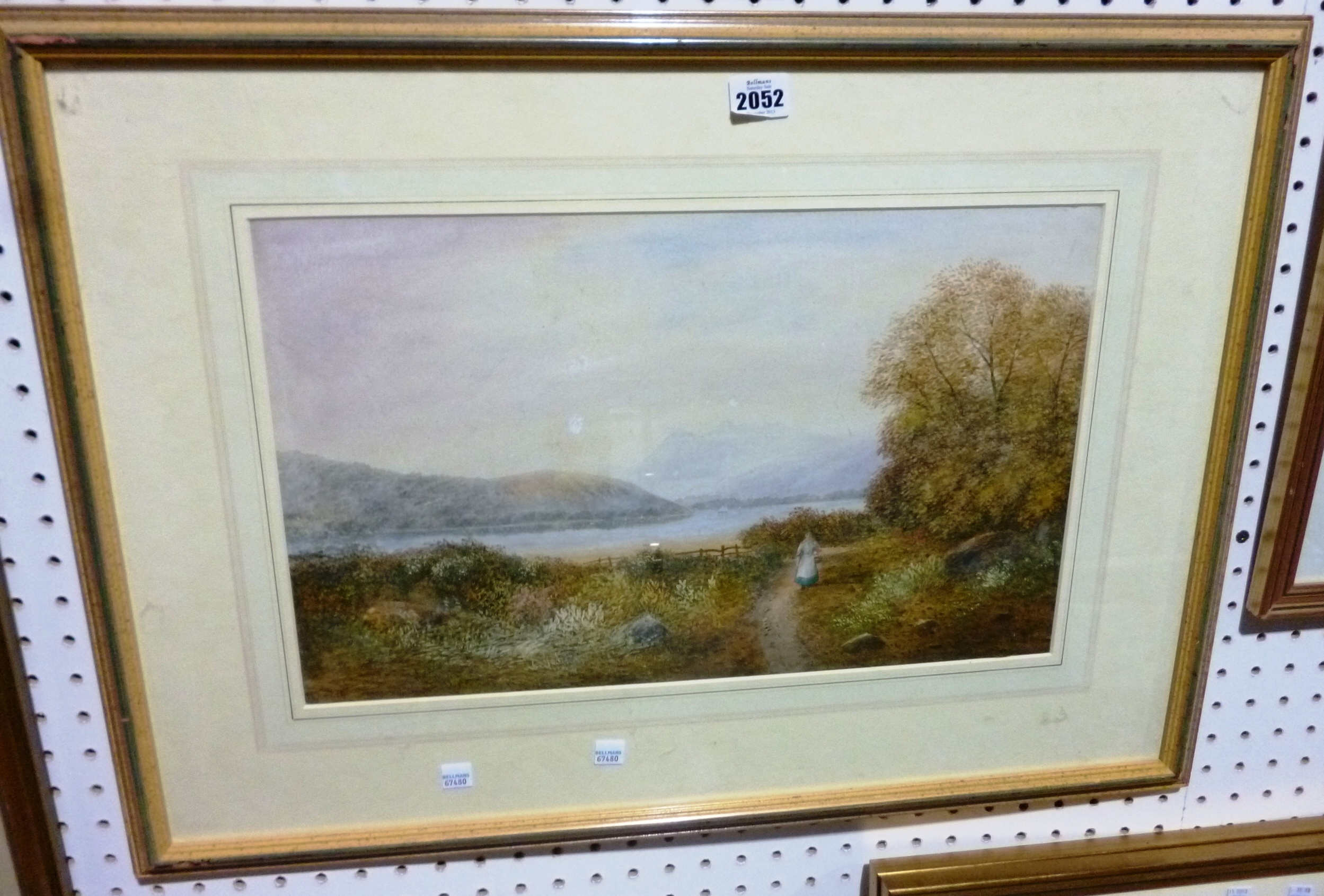 Appraisal: Lennard Lewis Figure by a lake watercolour signed