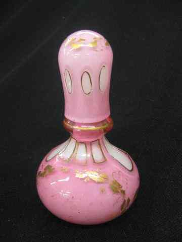 Appraisal: French Victorian Art Glass Perfume Lamp pink cut back to