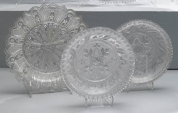 Appraisal: A group of three molded and pressed lacey glass dishes