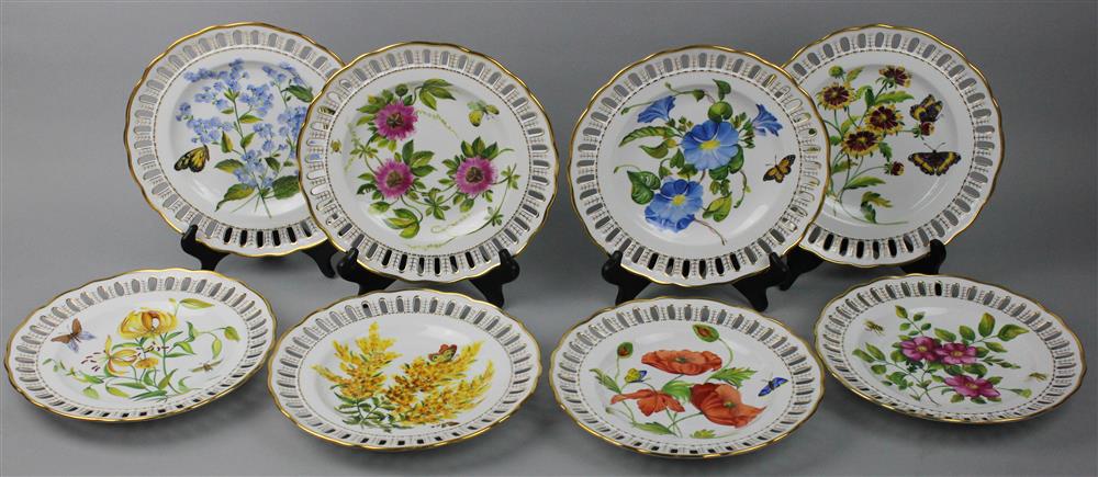 Appraisal: SET OF EIGHT HEREND FLORAL AND INSECT DECORATED CABINET PLATES