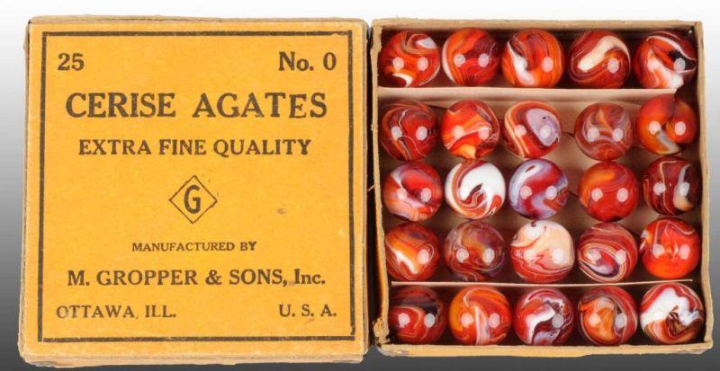 Appraisal: Box of Carnelian Red No Marbles Description Marbles Near Mint