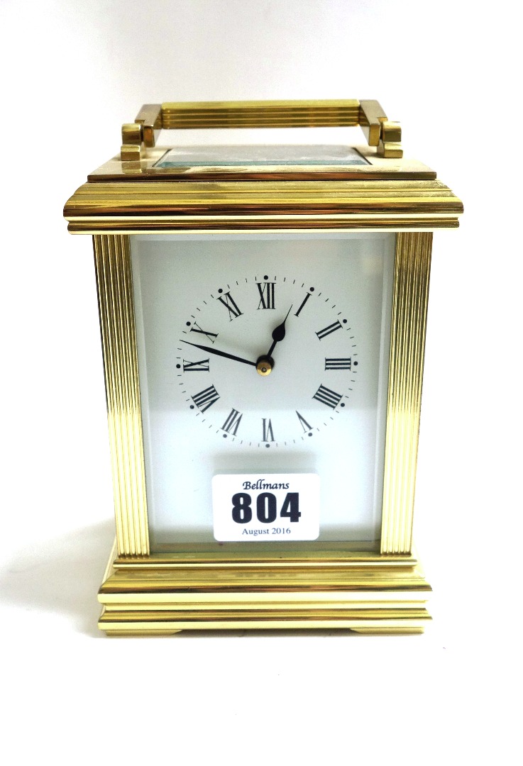 Appraisal: A gilt brass cased carriage clock late th century the