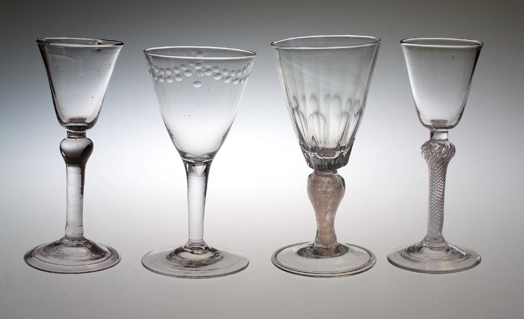 Appraisal: BALUSTER WINE GLASS c with round funnel bowl above an