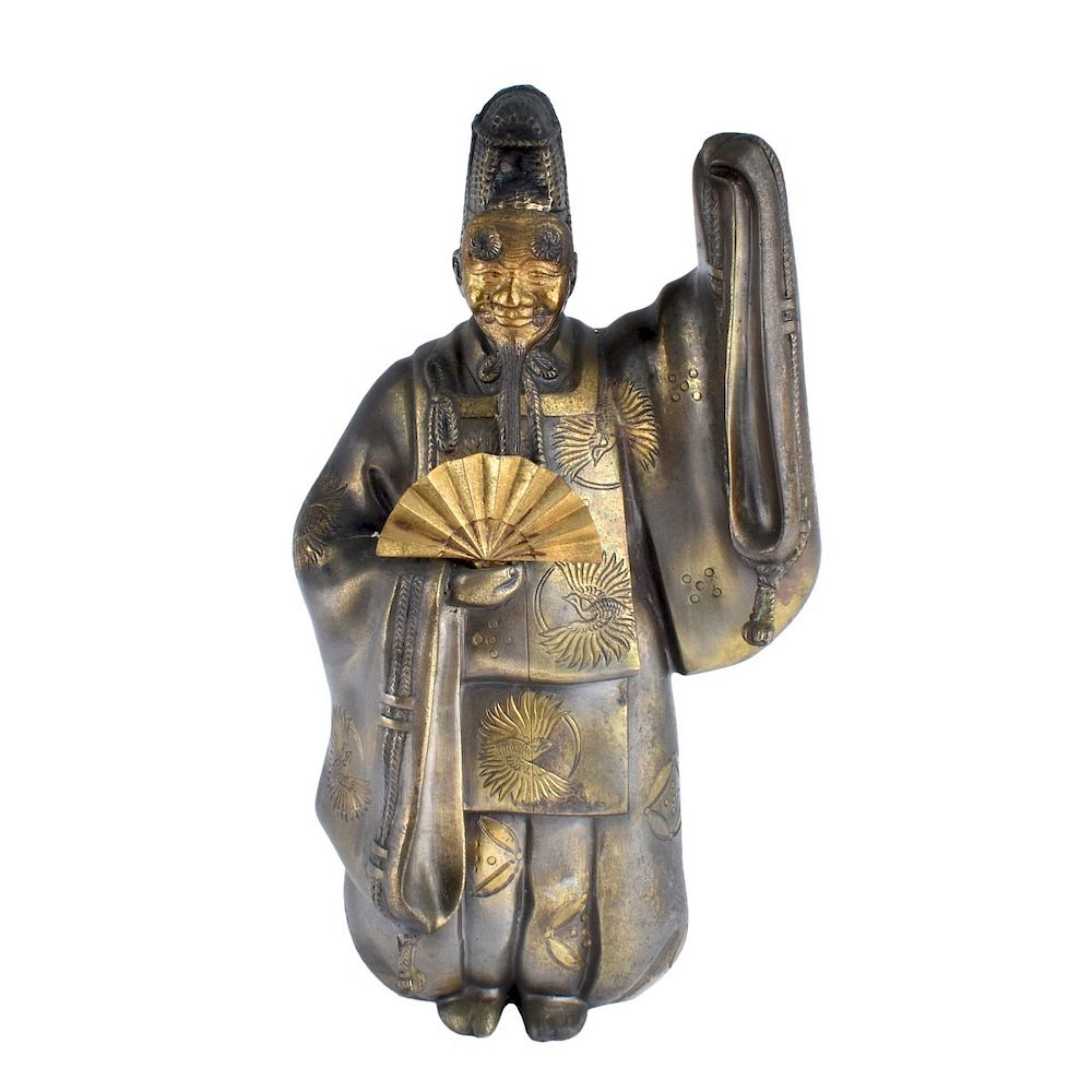 Appraisal: Japanese Bronze Okimono Figurine Antique Japanese Bronze Okimono Figurine with