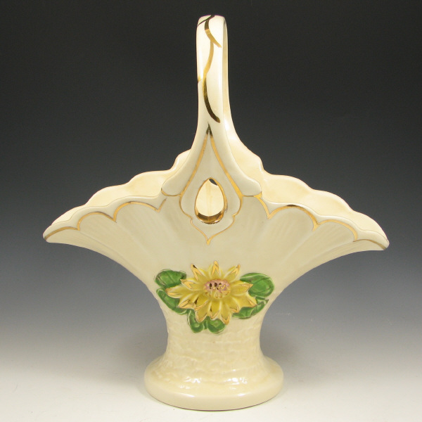 Appraisal: Hull Water Lily L- - Basket w Gold - Mint