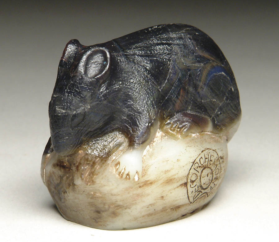 Appraisal: DECORCHEMONT MOUSE Wonderful little Pate de Verre paperweight depicts mouse