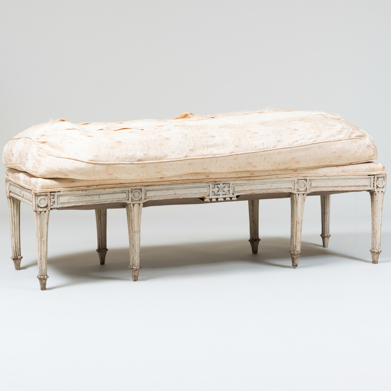 Appraisal: Swedish Neoclassical Painted Upholstered Bench x ft in x in